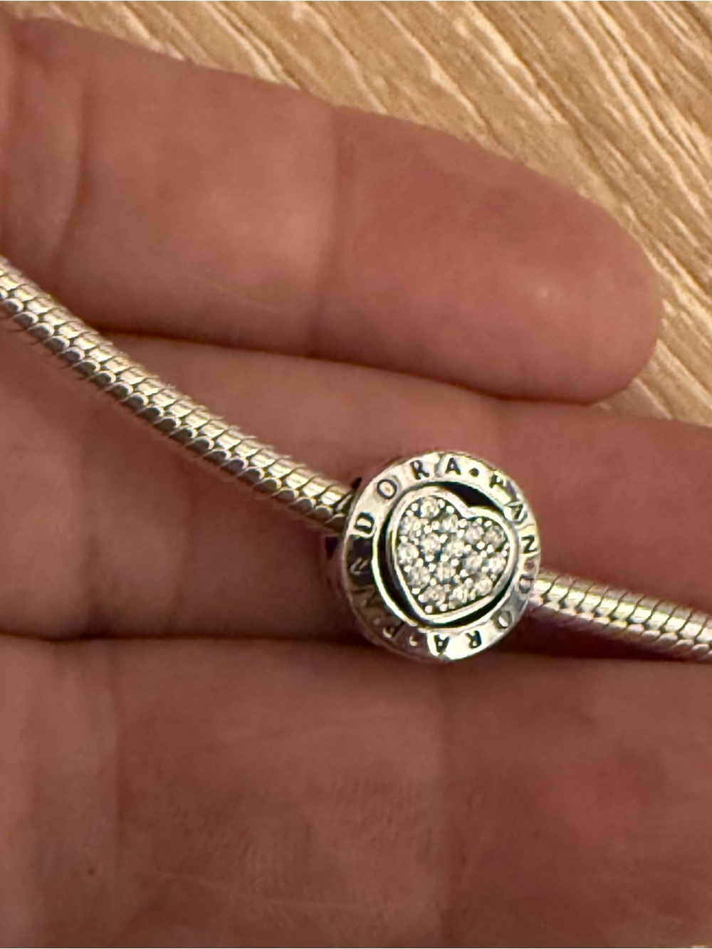 Pandora Sterling Silver Paved Heart Charm - Silver